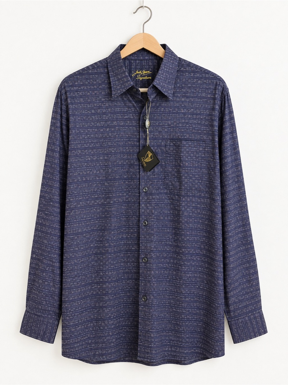 NWT Jack Lipson Signature Navy Stripe Button Down Shirt Men’s Large Office Work